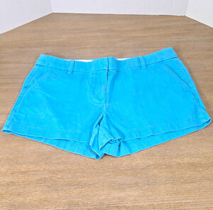 J.CREW Women’s Aqua Blue Chino Shorts Size 12 100% Cotton Twill Mid Rise Pockets